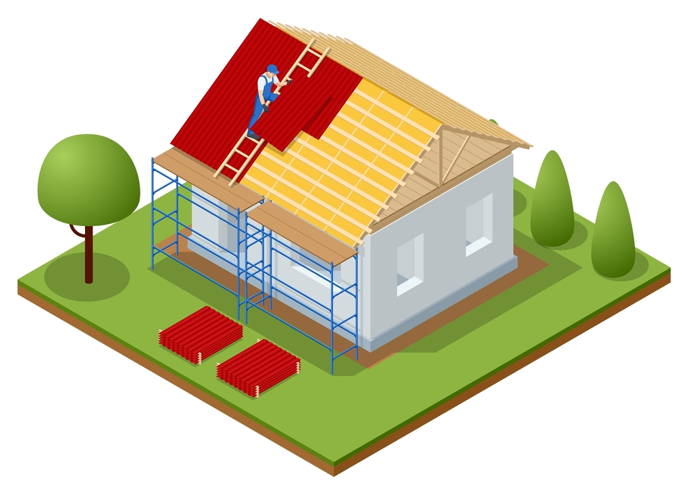 an illustration of a man insulating a house - 7 Types Of Insulation We Offer At La Place Insulation